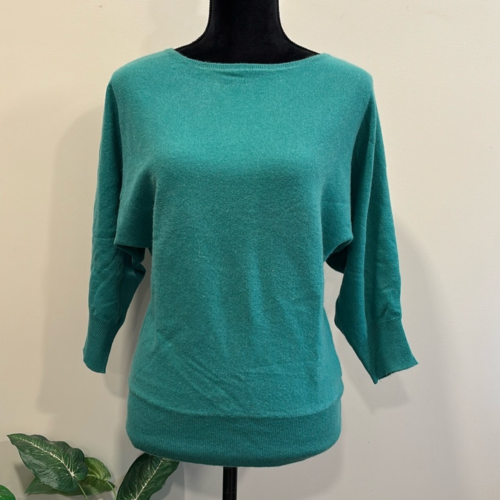 Garnet Hill dark jade green cashmere sweater